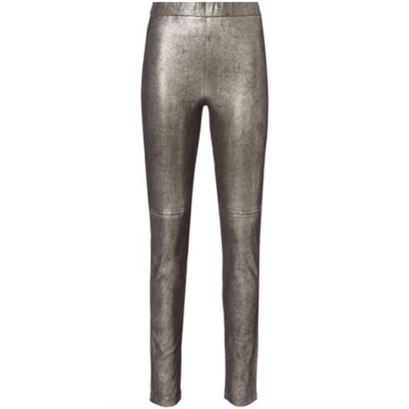 Intermix Hartley Stretch Leather Leggings Silver Size 8 NWT - Picture 1 of 6